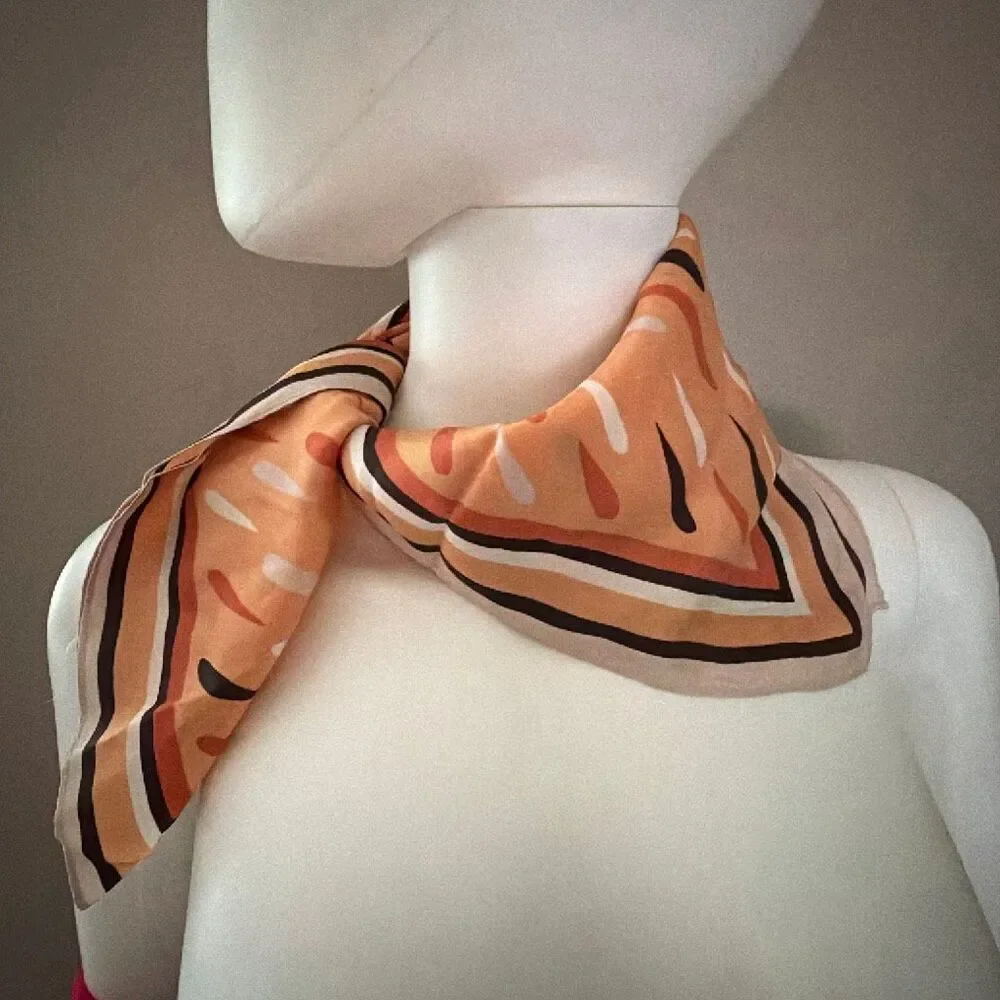 Andre Fantasies Scarf vintage square scarf orange with pattern